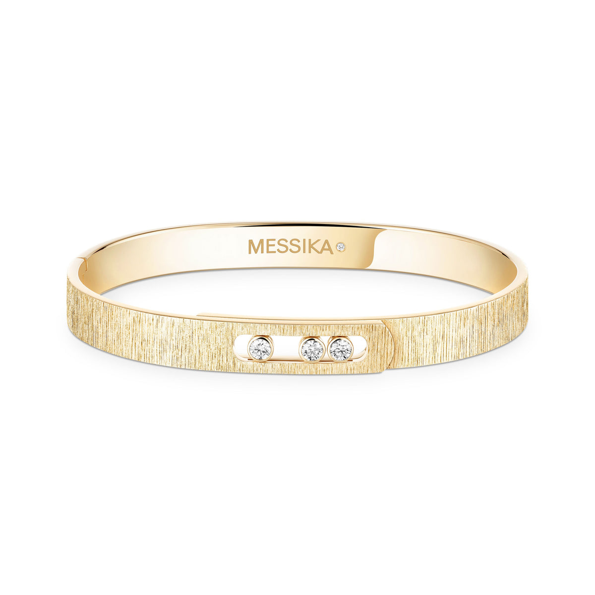 Messika Move Noa Medium 18k Yellow Gold Florentine Finish Diamond Bangle Bracelet