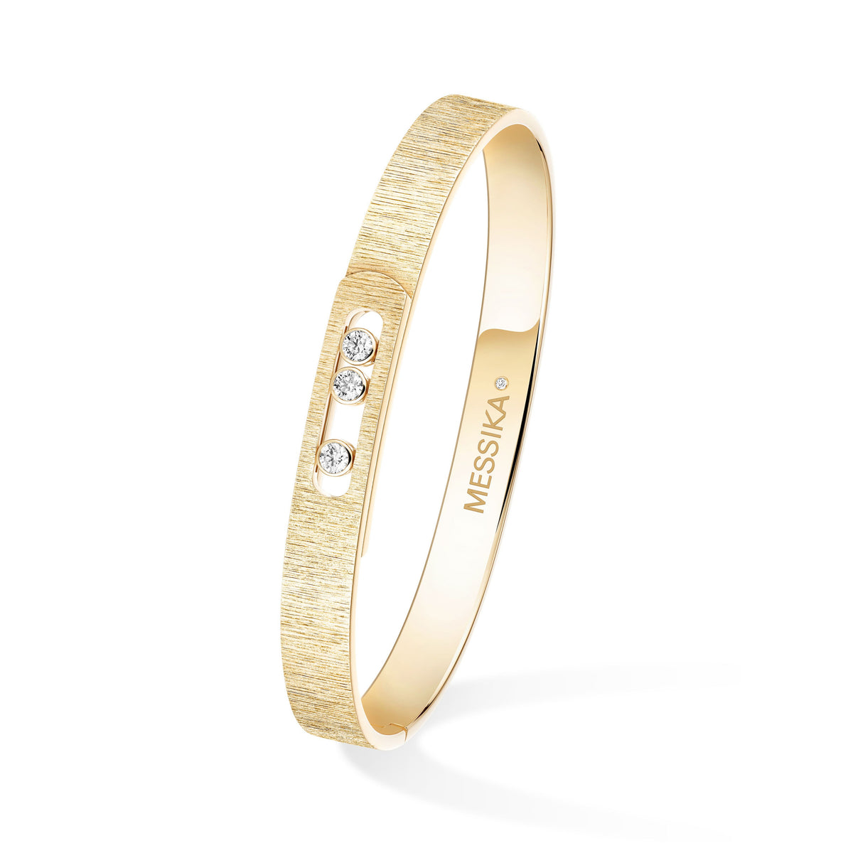 Messika Move Noa Medium 18k Yellow Gold Florentine Finish Diamond Bangle Bracelet