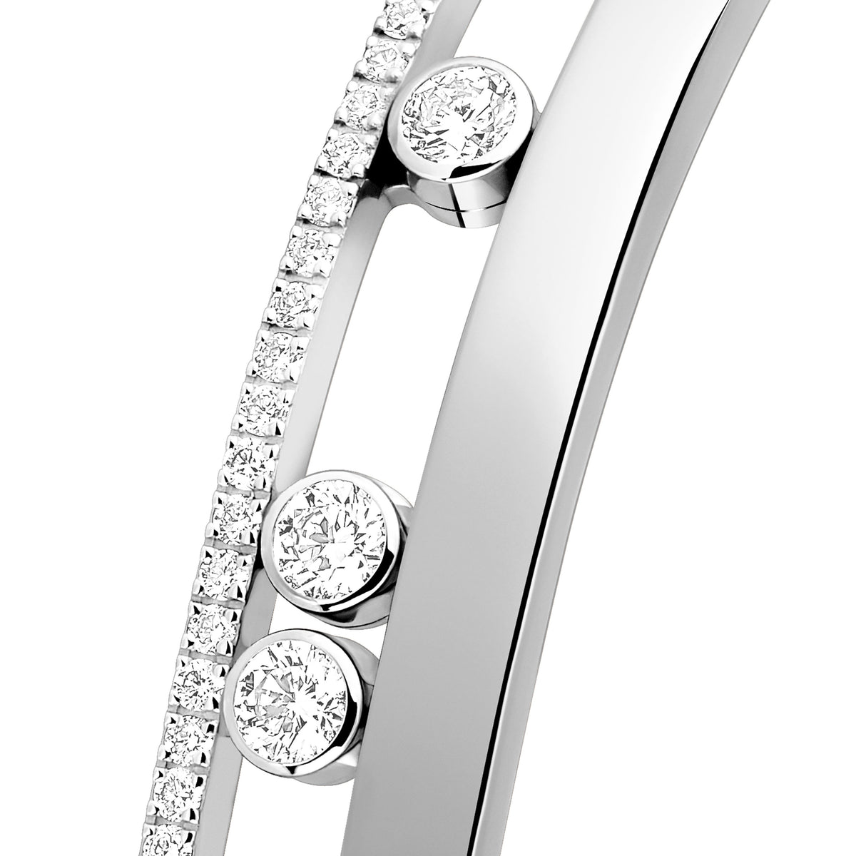 Messika Move Romane Small 18k White Gold Diamond Bangle Bracelet