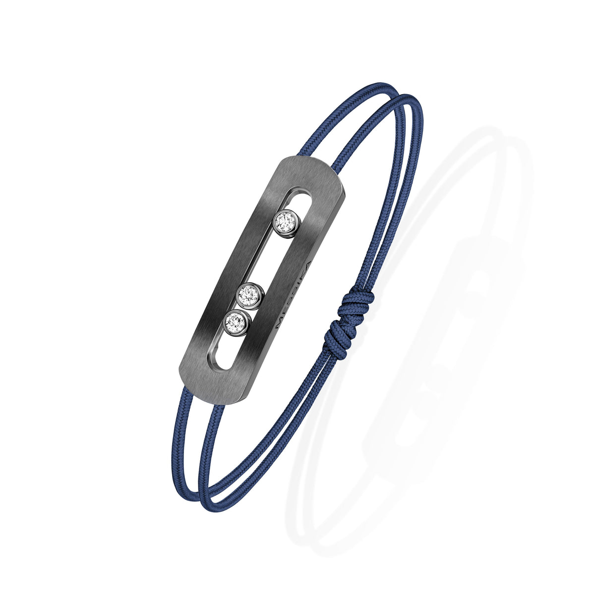 Messika Move Medium Graphite Titanium Diamond Blue Cord Bracelet