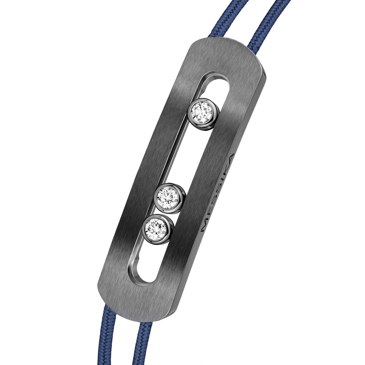 Messika Move Medium Graphite Titanium Diamond Blue Cord Bracelet