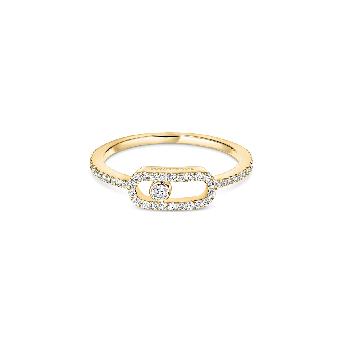 Messika Move Uno 18k Yellow Gold Pavé Diamond Ring