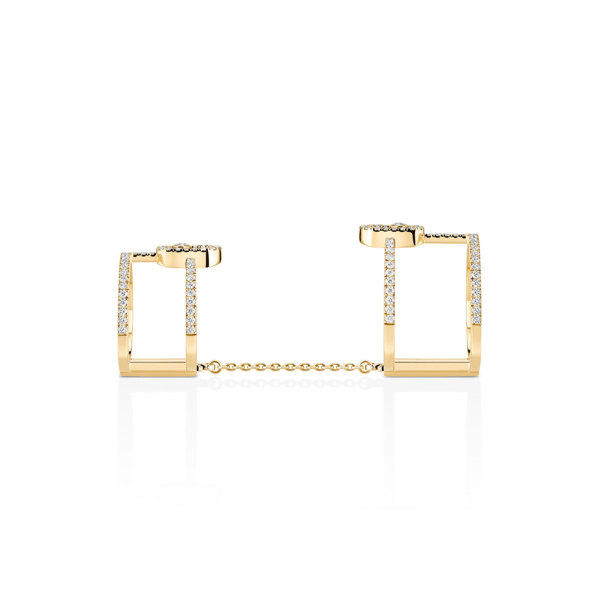 Messika Move Uno 18k Yellow Gold Pavé Diamond Double Ring