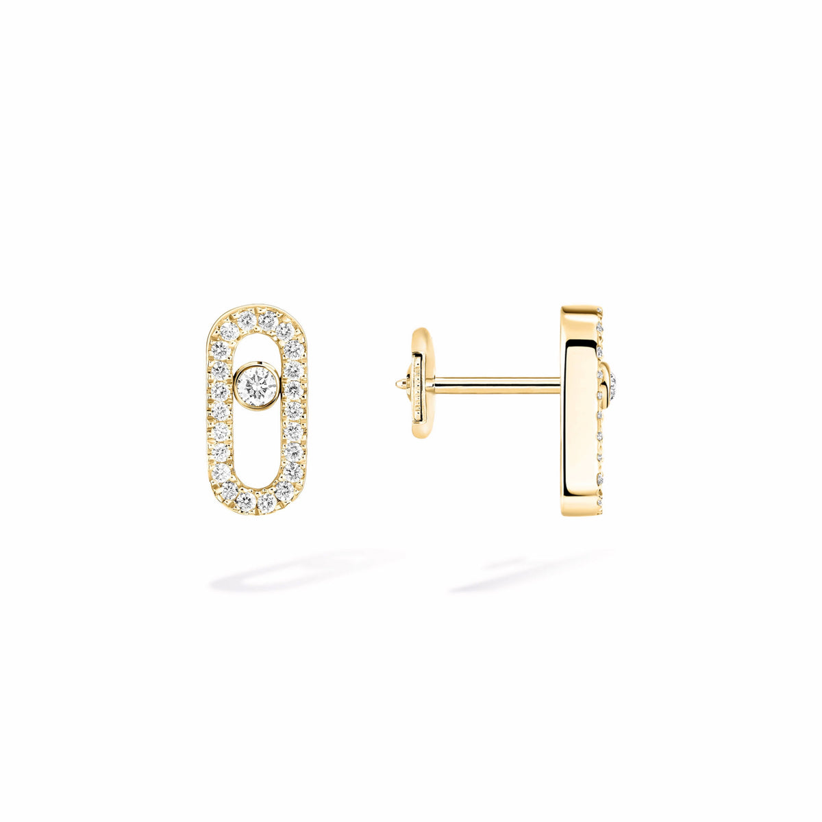 Messika Move Uno 18k Yellow Gold Pavé Diamond Post Earrings