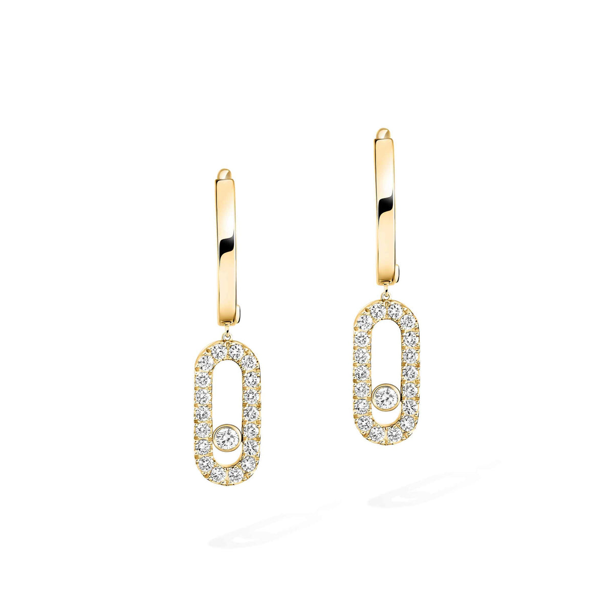 Messika Move Uno 18k Yellow Gold Diamond Huggie Drop Earrings