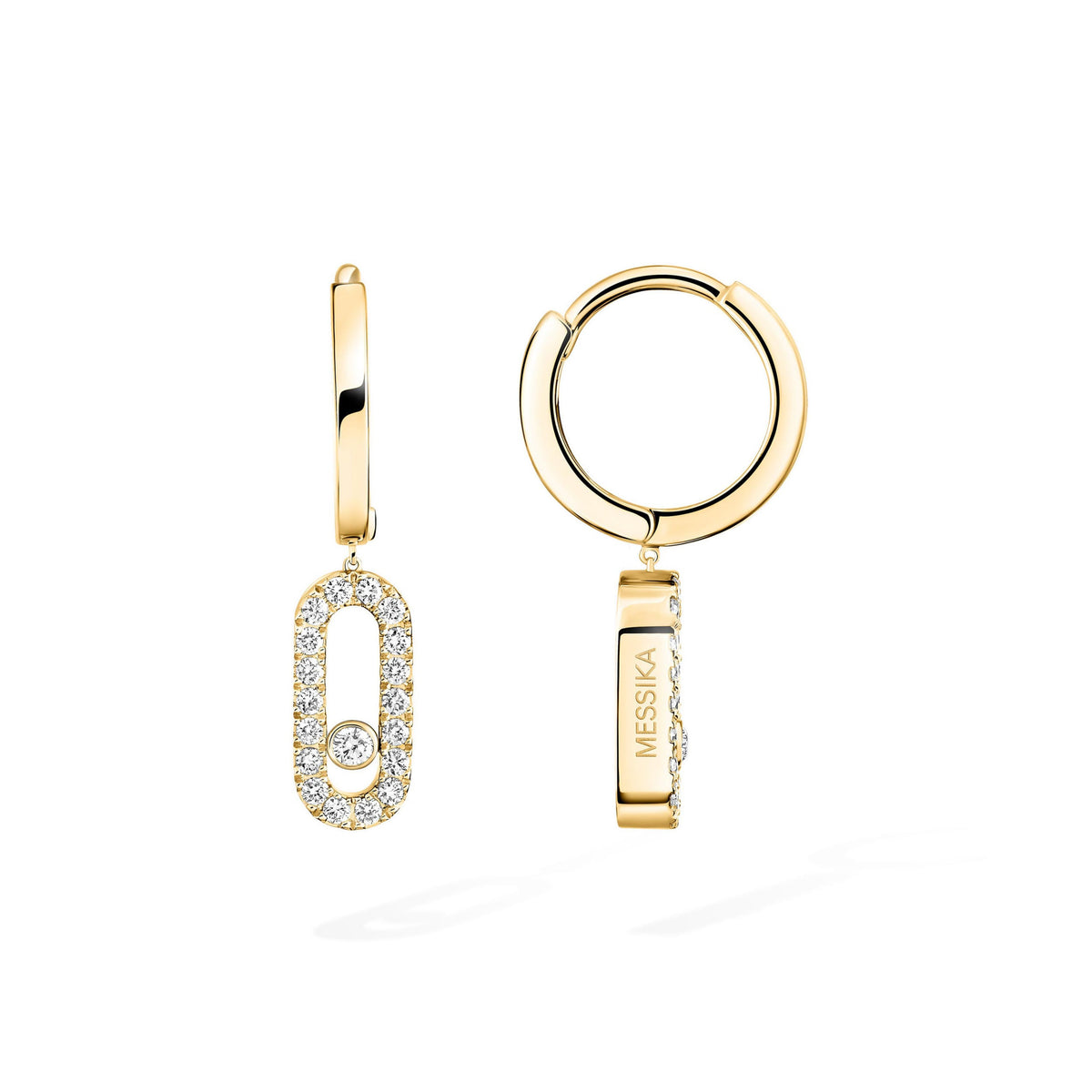 Messika Move Uno 18k Yellow Gold Diamond Huggie Drop Earrings