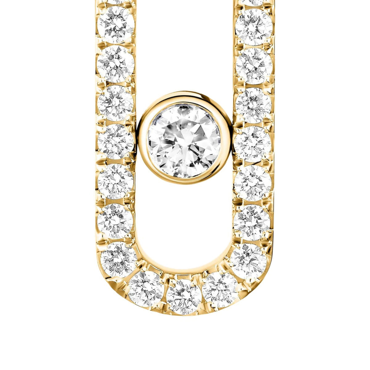 Messika Move Uno Large 18k Yellow Gold Pavé Diamond Post Earrings