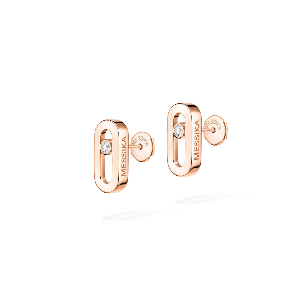 Messika Move Uno 18k Rose Gold Diamond Post Earrings