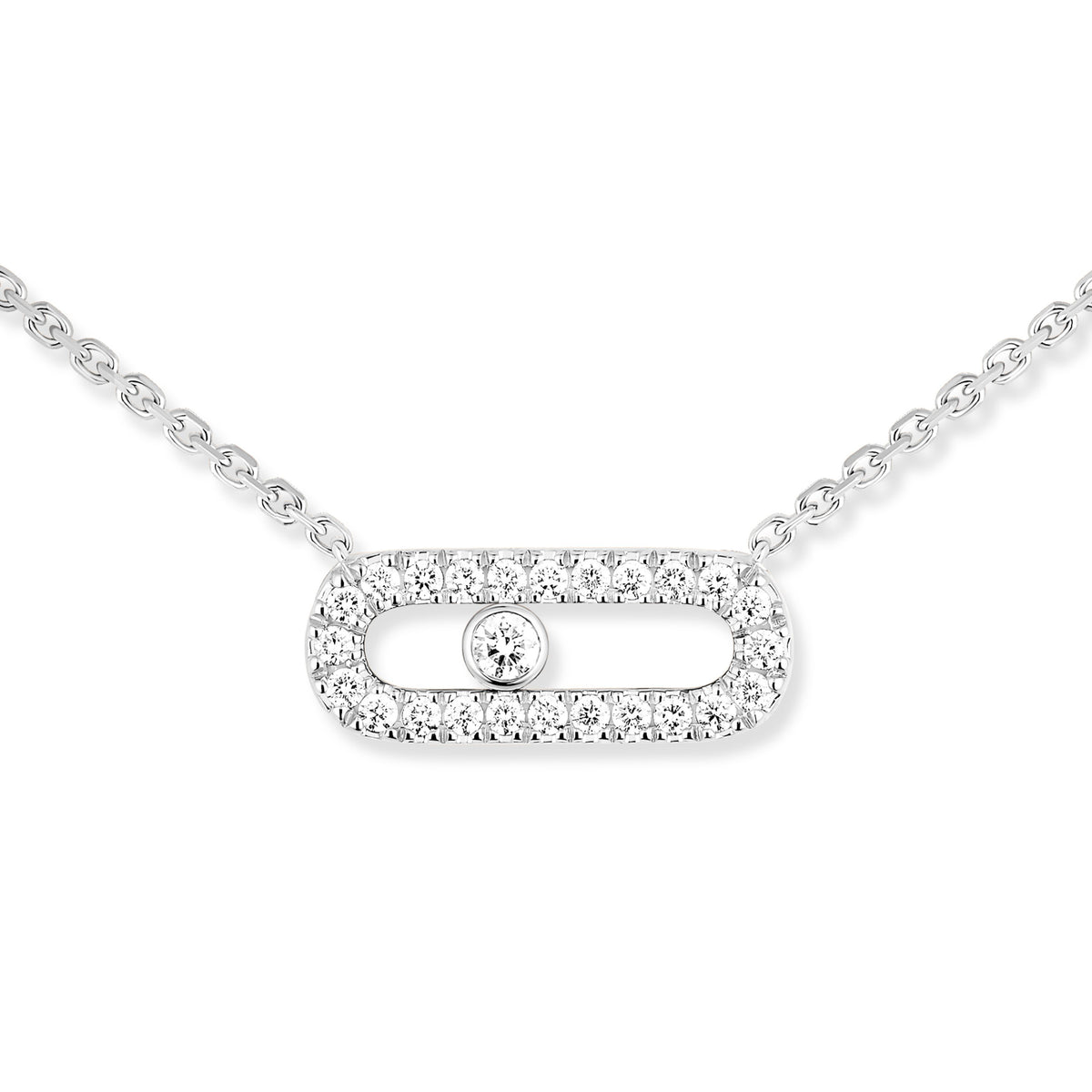 Messika Move Uno 18k White Gold Pavé Diamond Necklace