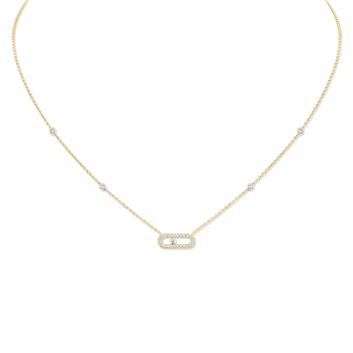 Messika Move Uno 18k Yellow Gold Pavé Diamond Necklace