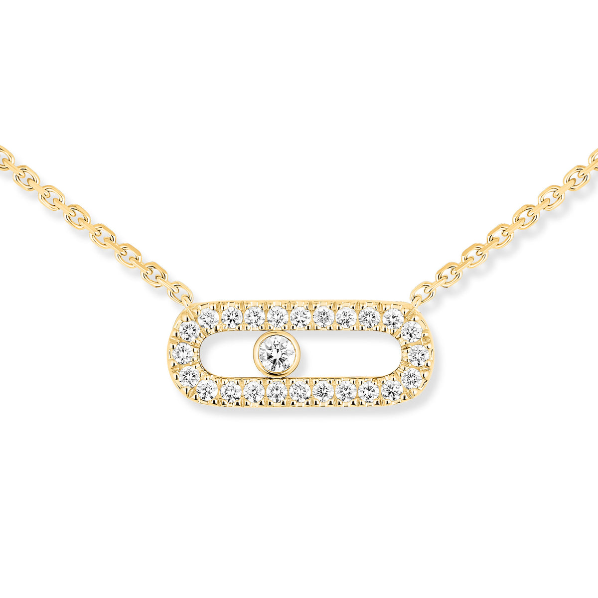 Messika Move Uno 18k Yellow Gold Pavé Diamond Necklace