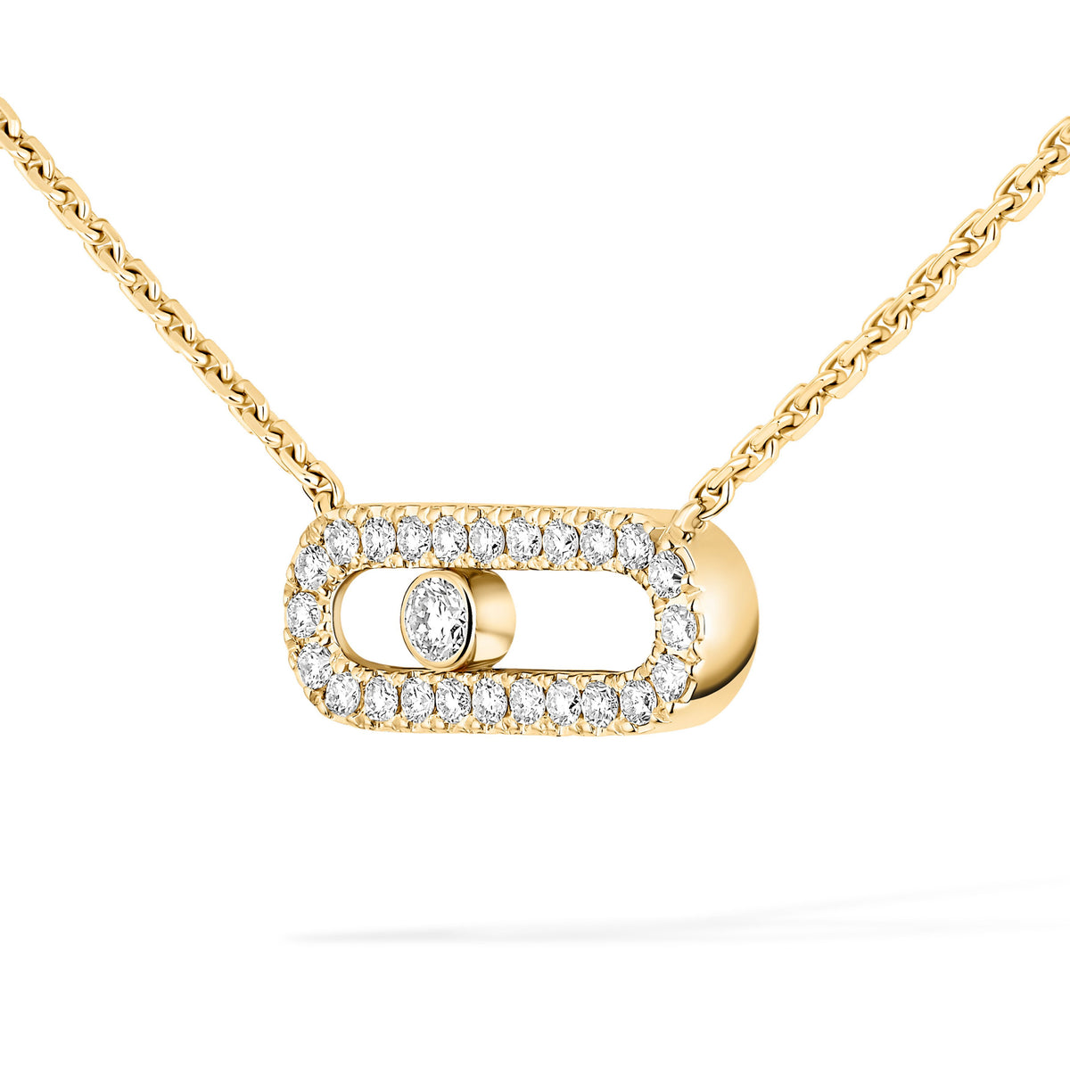 Messika Move Uno 18k Yellow Gold Pavé Diamond Necklace