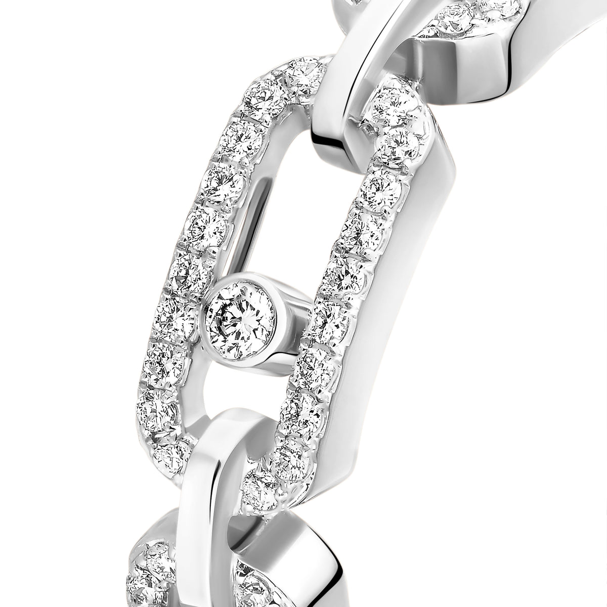 Messika Move Link 18k White Gold Pavé Diamond Ring