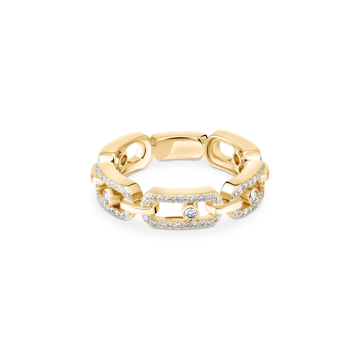 Messika Move Link 18k Yellow Gold Pavé Diamond Ring