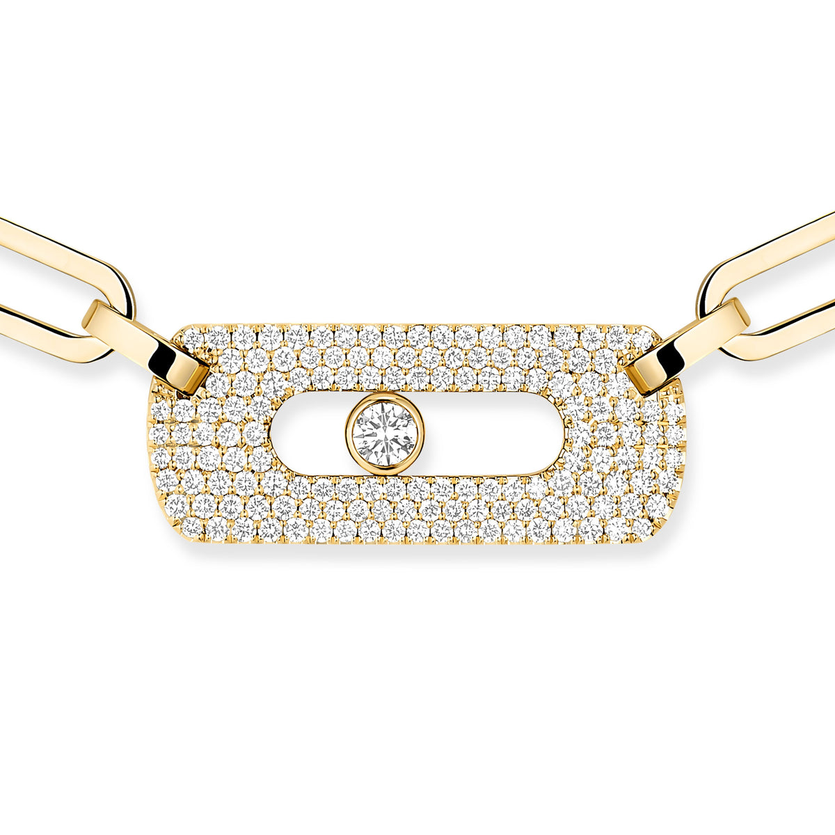 Messika Move Link 18k Yellow Gold Diamond Necklace with Single Pavé Link