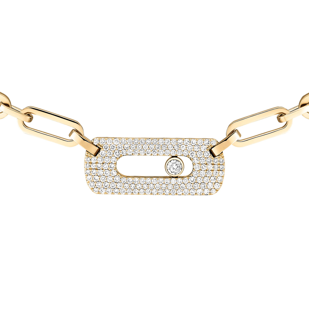 Messika Move Link 18k Yellow Gold Diamond Necklace with Single Pavé Link
