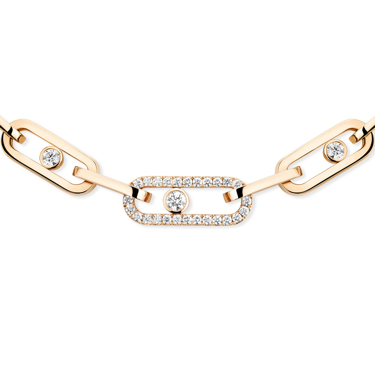 Messika Move Link 18k Yellow Gold Diamond Necklace with Single Pavé Link