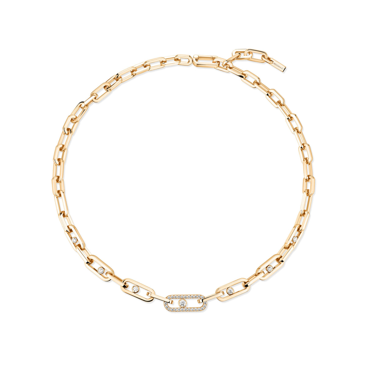 Messika Move Link 18k Yellow Gold Diamond Necklace with Single Pavé Link