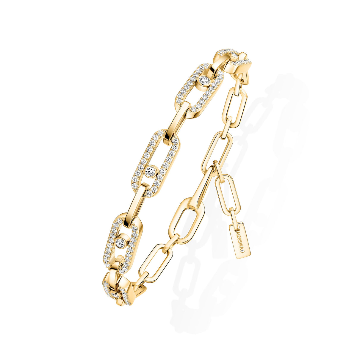 Messika Move Link 18k Yellow Gold Pavé Diamond Bracelet