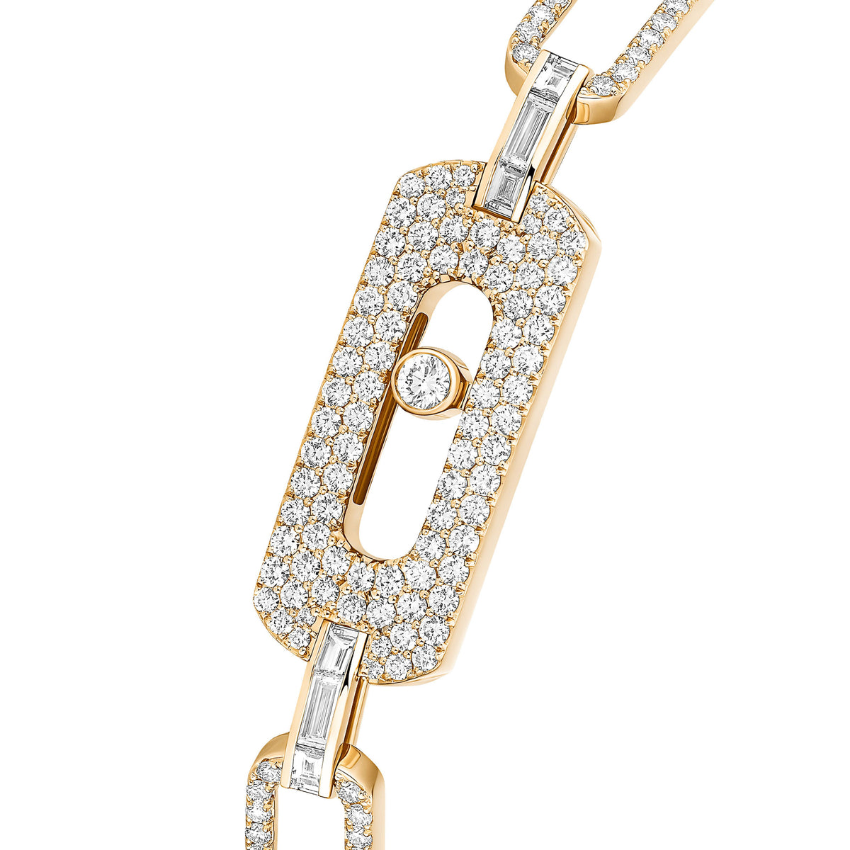 Messika Move Link 18k Yellow Gold Baguette and Pavé Diamond Bracelet