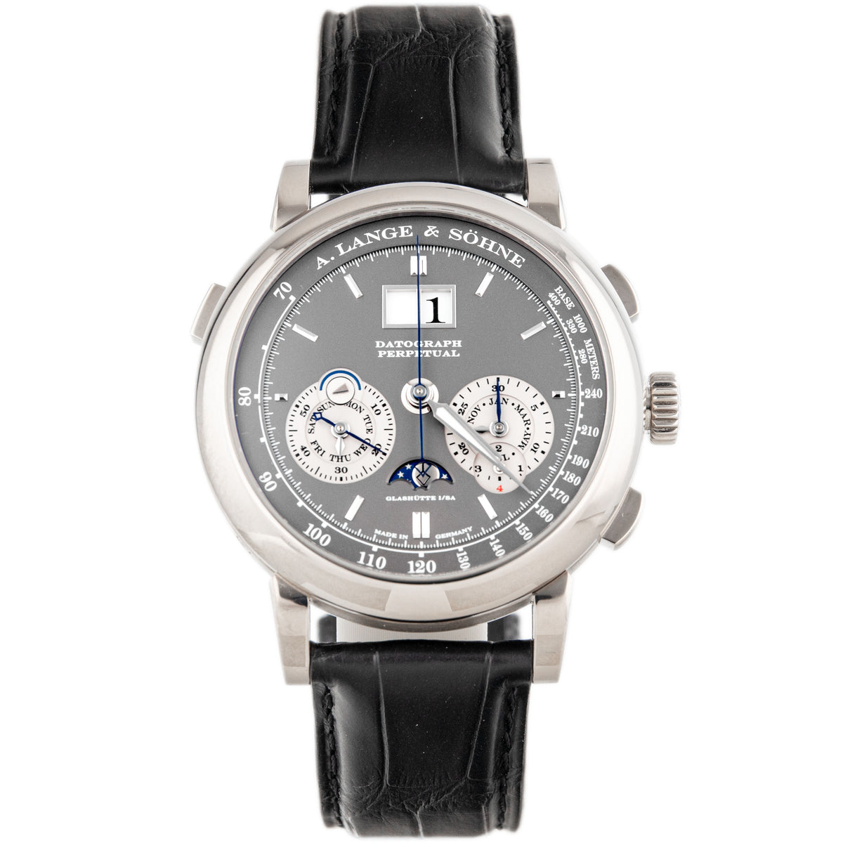 A. Lange & Sohne Datograph Perpetual Calendar White Gold Gray Dial 41mm 410.038 Full Set