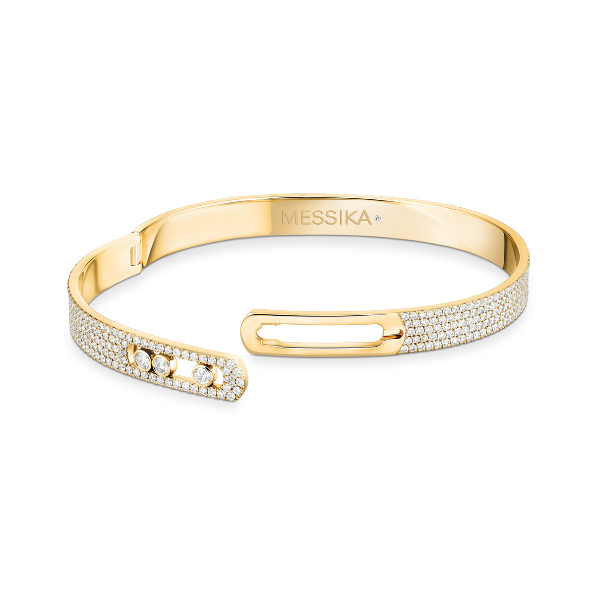 Messika Move Noa Medium 18k Yellow Gold Pavé Diamond Bangle Bracelet