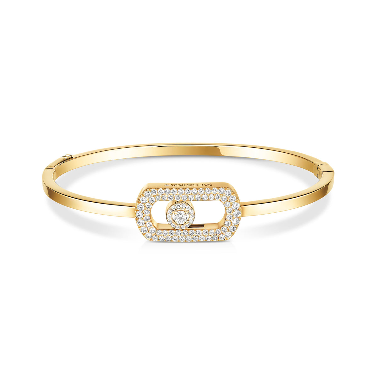 Messika So Move 18k Yellow Gold Pavé Diamond Bangle Bracelet
