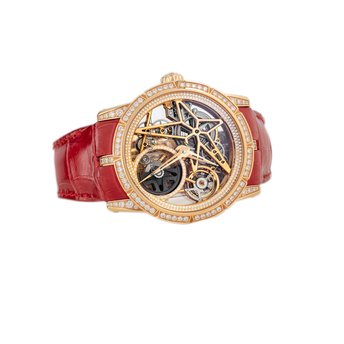 Roger Dubuis Excalibur Monobalancier Rose Gold Skeleton Dial 42mm DBEX0937 Full Set
