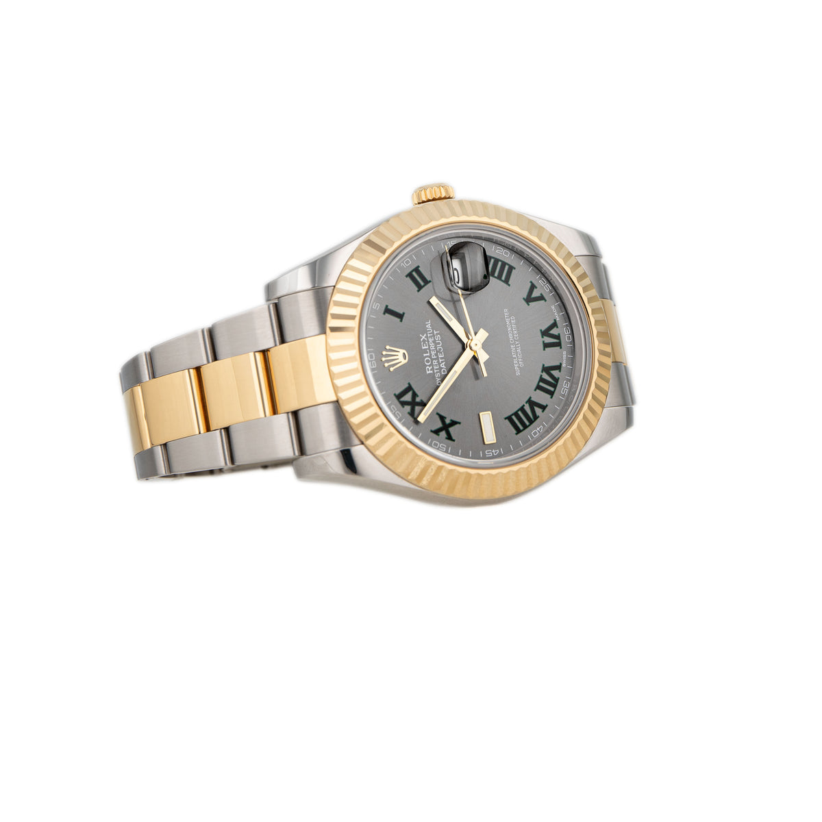 Rolex Datejust II Wimbledon Stainless Steel & Yellow Gold Gray Dial Fluted Oyster 41mm 116333 Full Set