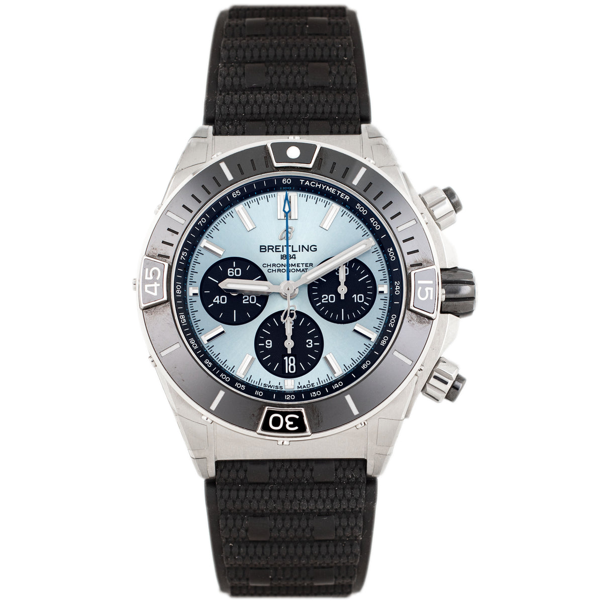 Breitling Super Chronomat B01 44 Stainless Steel Ice Blue Dial 44mm PB0136251C1S1 Full Set