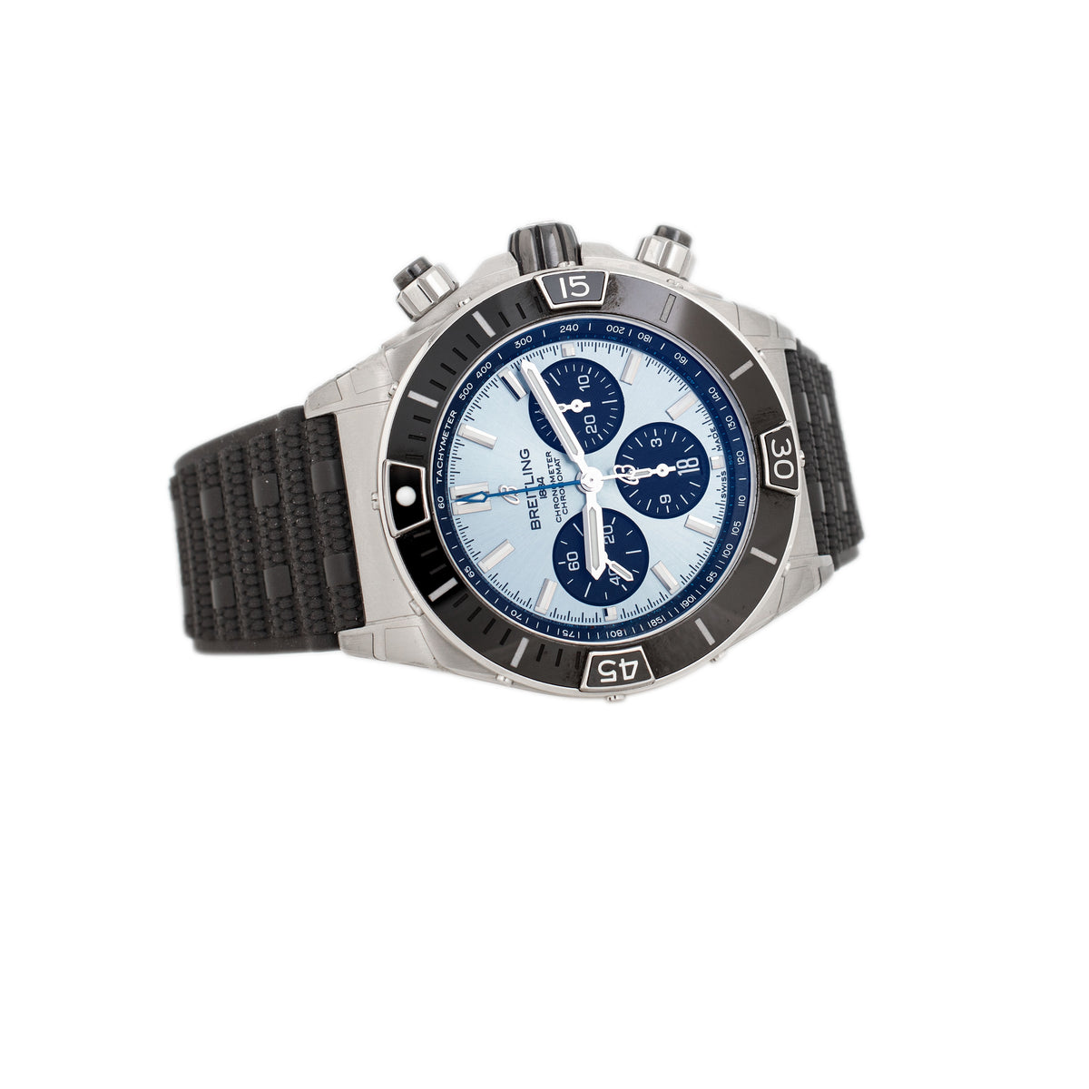 Breitling Super Chronomat B01 44 Stainless Steel Ice Blue Dial 44mm PB0136251C1S1 Full Set