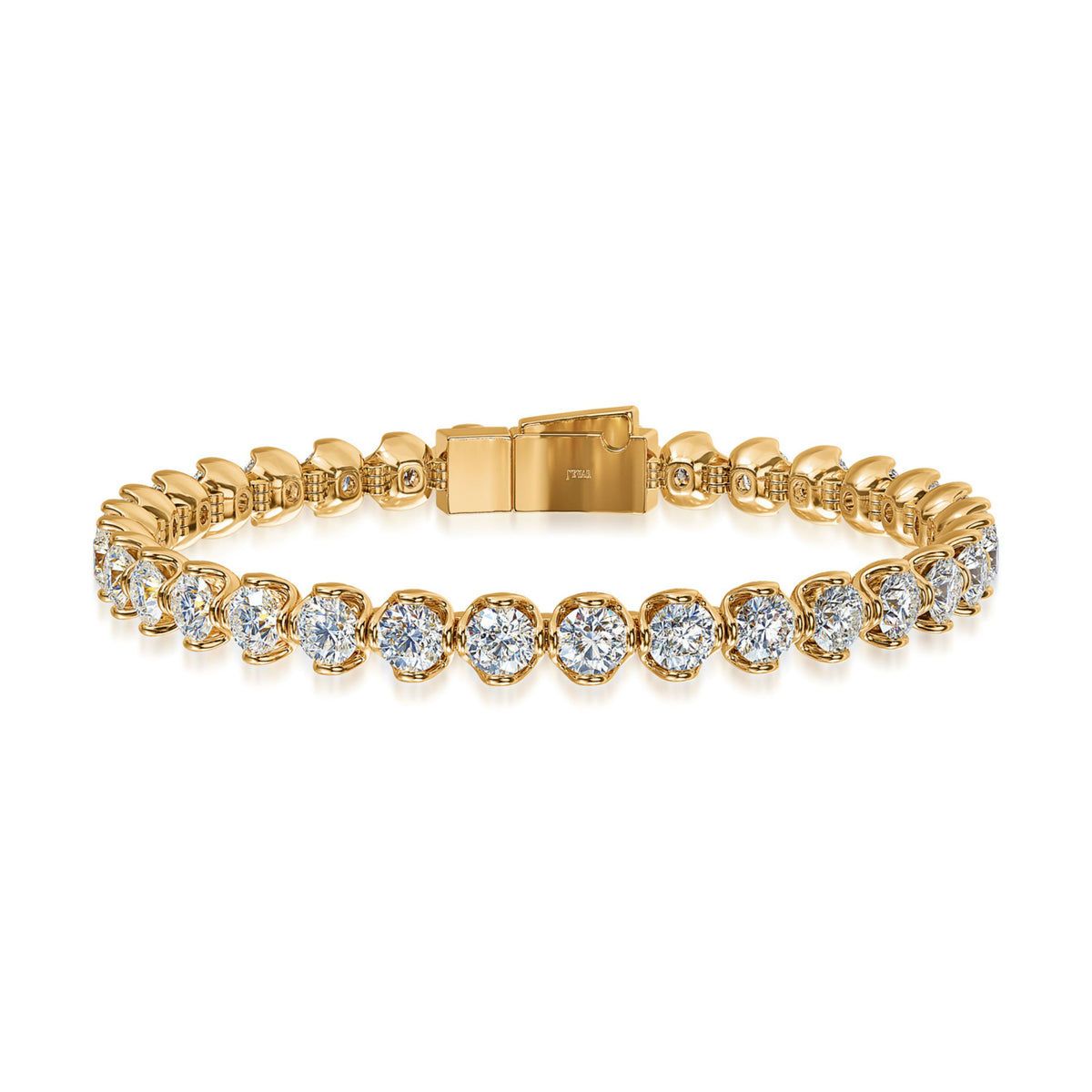 18k Yellow Gold Lotus Petals Bold Lab Grown Diamond Line Bracelet 10.00cttw