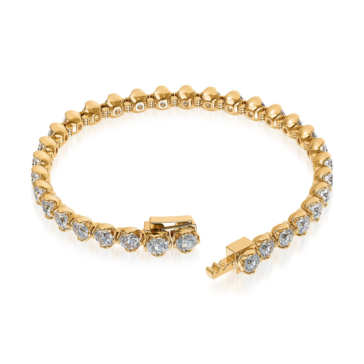 18k Yellow Gold Lotus Petals Bold Lab Grown Diamond Line Bracelet 10.00cttw
