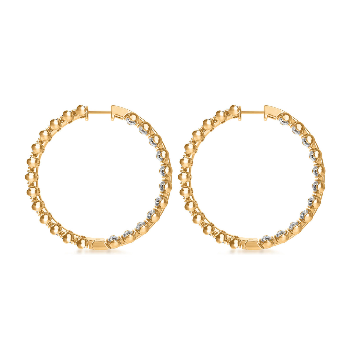 14k Yellow Gold Lotus Petals Lab Grown Diamond Inside Outside Hoop Earrings 5.00cttw