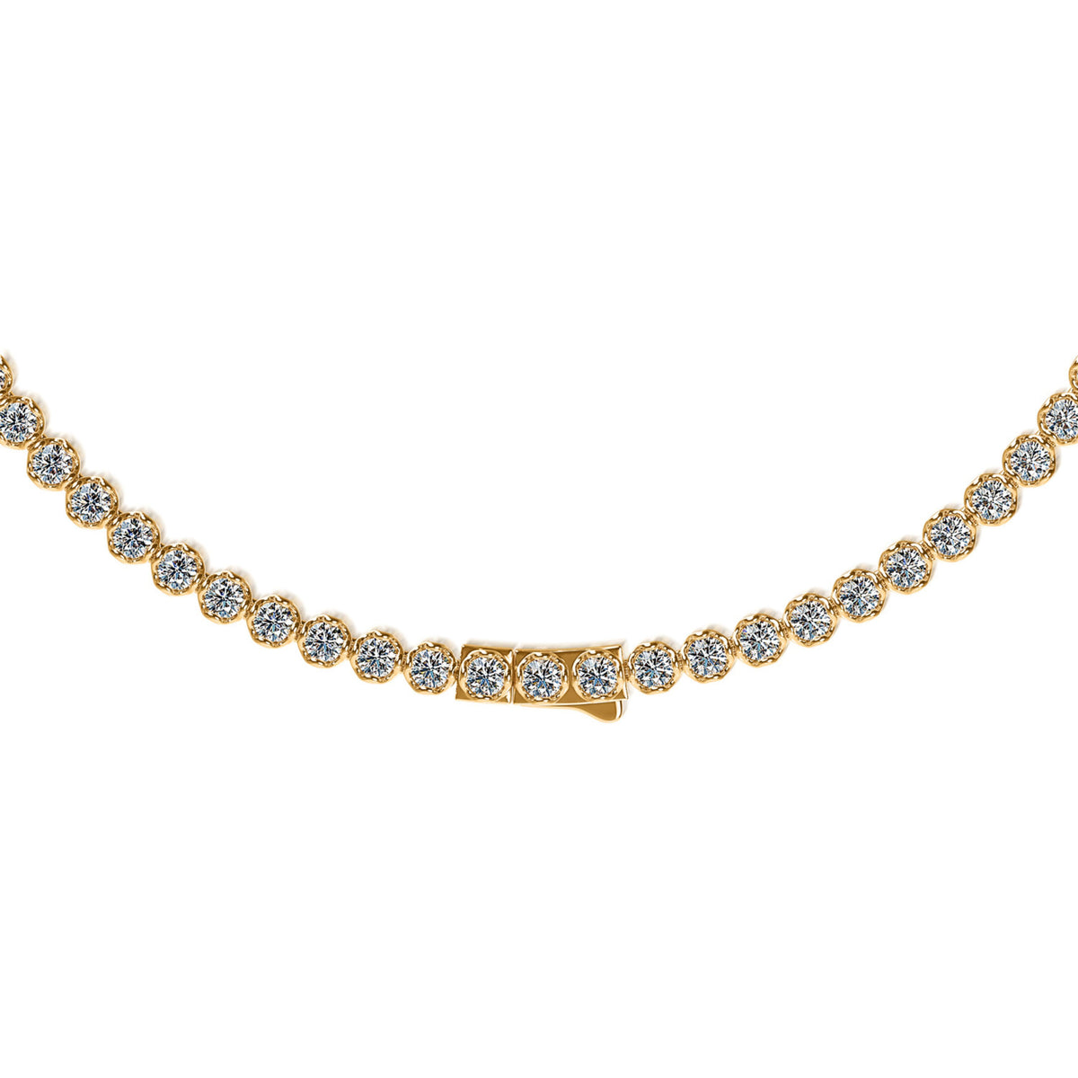 18k Yellow Gold Lotus Petals Lab Grown Diamond Line Necklace 15.00cttw
