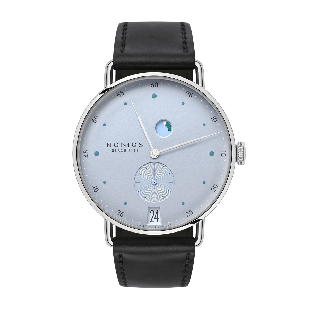 Nomos Glashutte Metro Date Power Reserve Watch, 37mm Ice Blue Dial, 1121