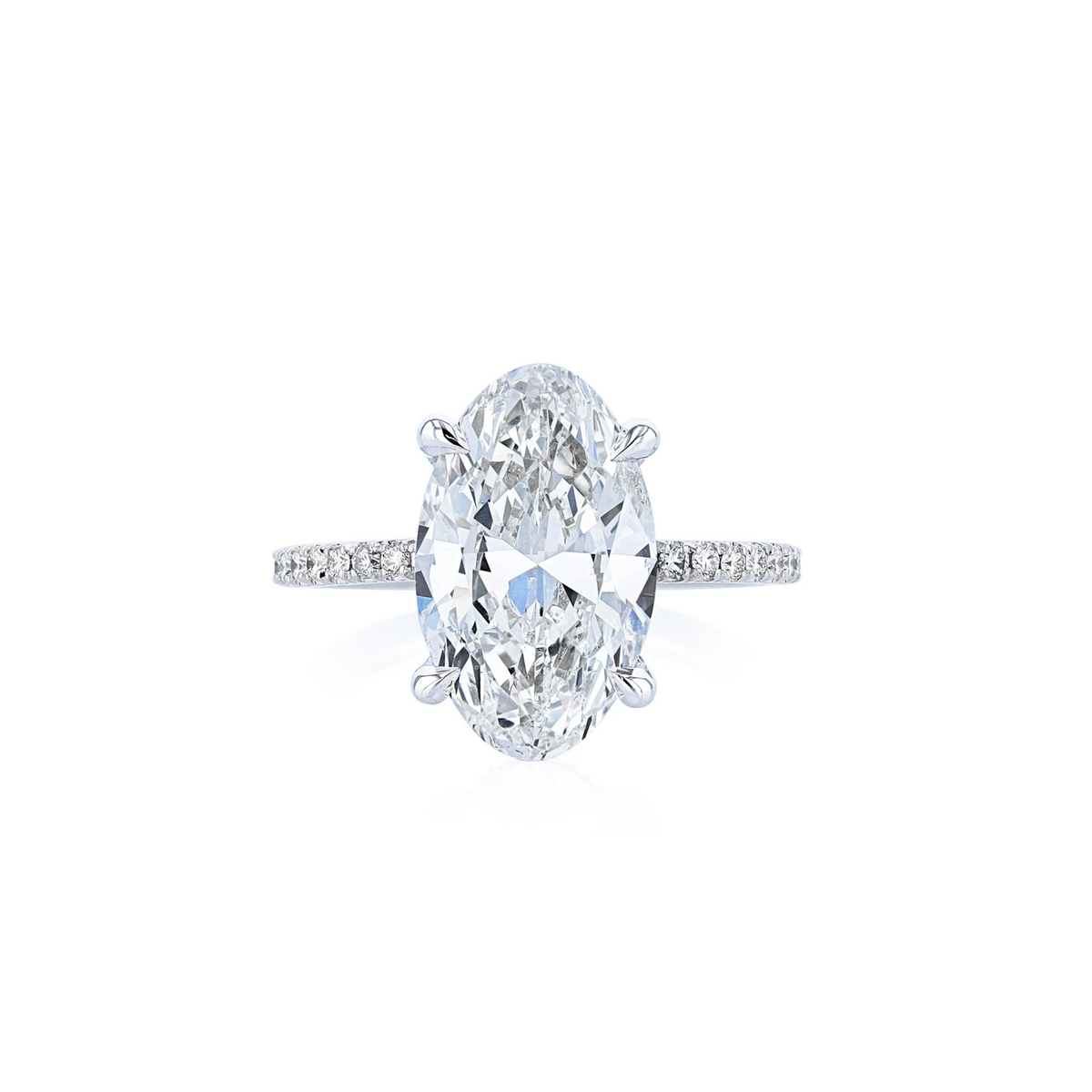 Platinum 5.21CT Oval Diamond Pavé Engagement Ring