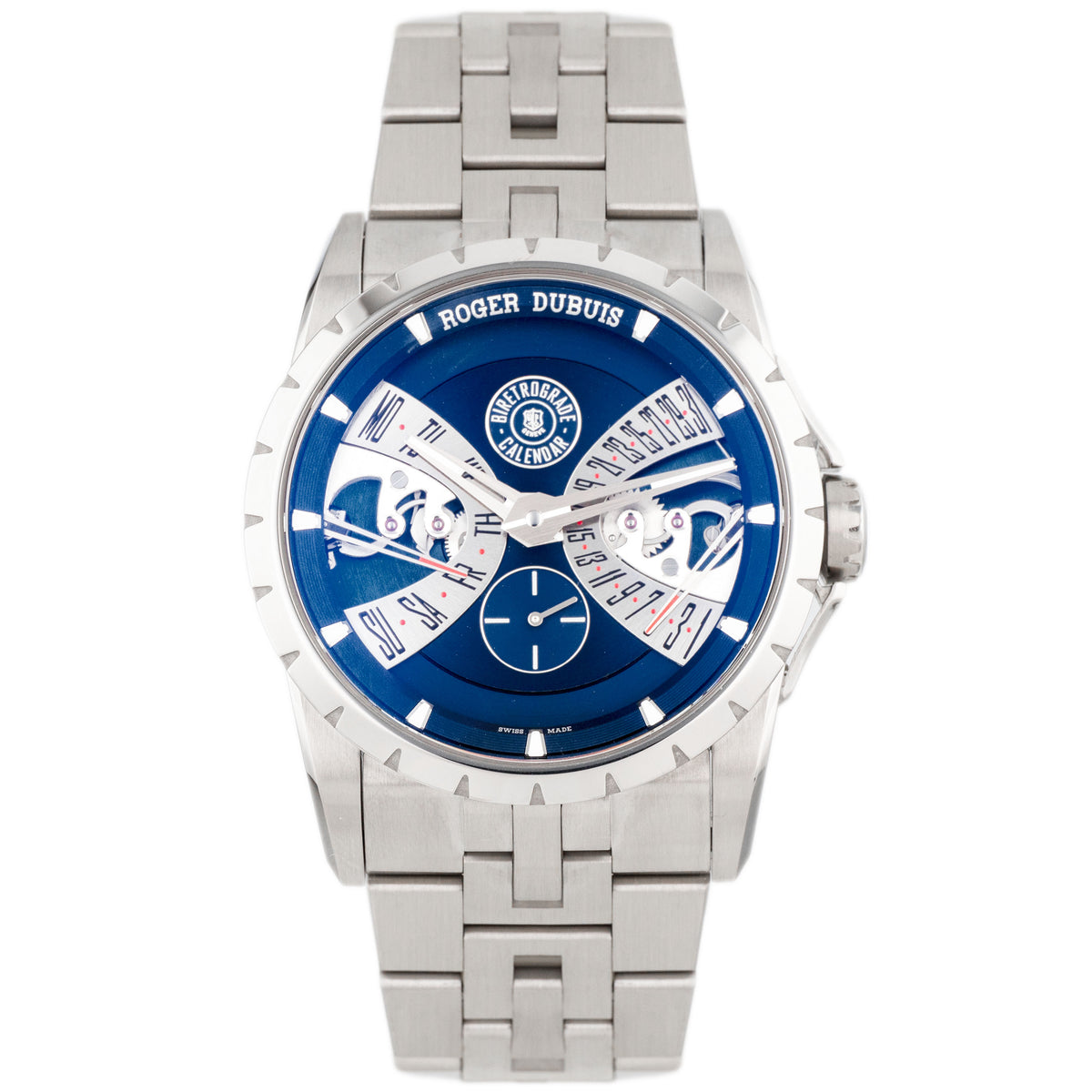 Roger Dubuis Excalibur Biretrograde Calendar Stainless Steel Blue Dial 40mm DBEX1209 Full Set