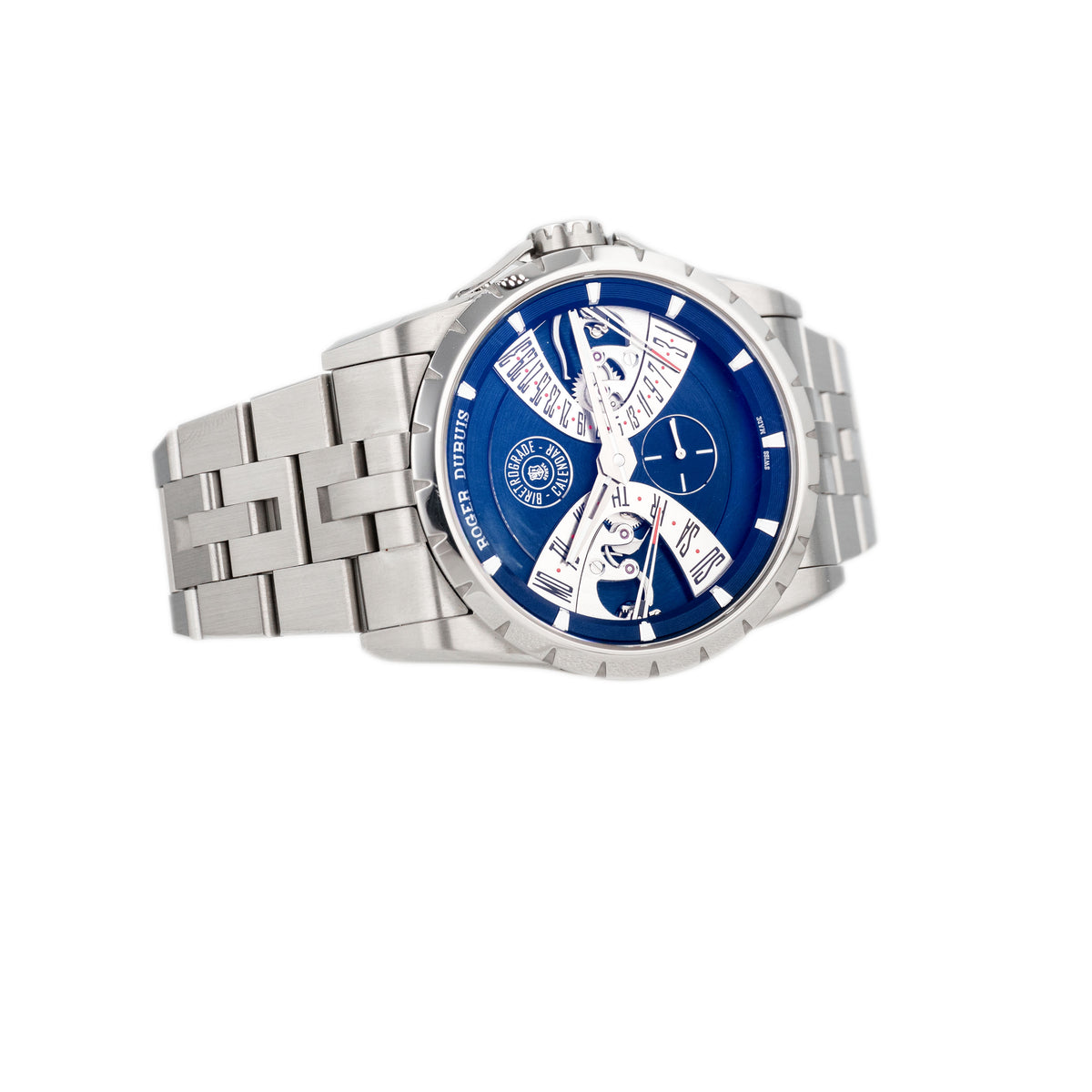 Roger Dubuis Excalibur Biretrograde Calendar Stainless Steel Blue Dial 40mm DBEX1209 Full Set