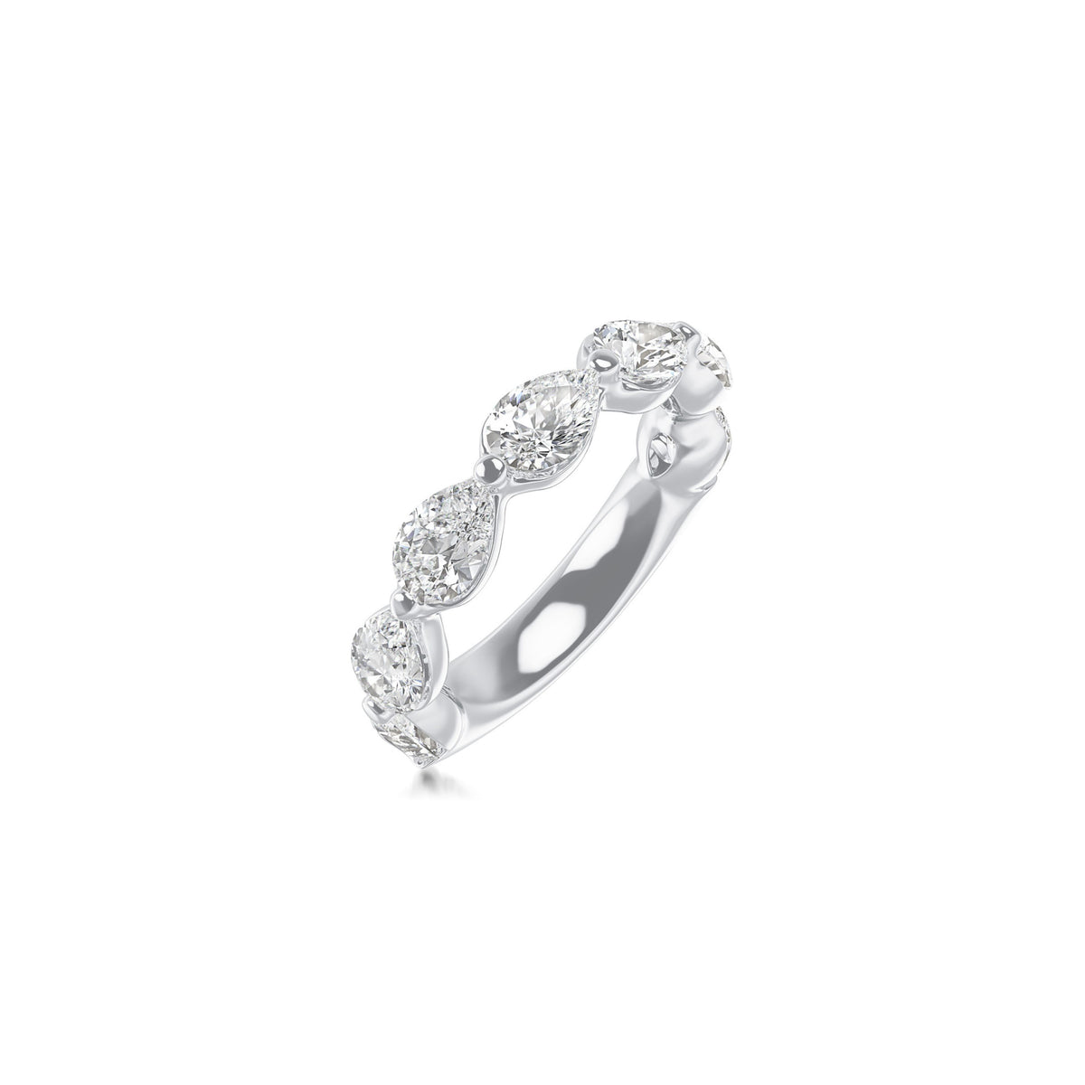 Platinum Lab Grown Pear Diamond Shared Prong Band 3.00cttw