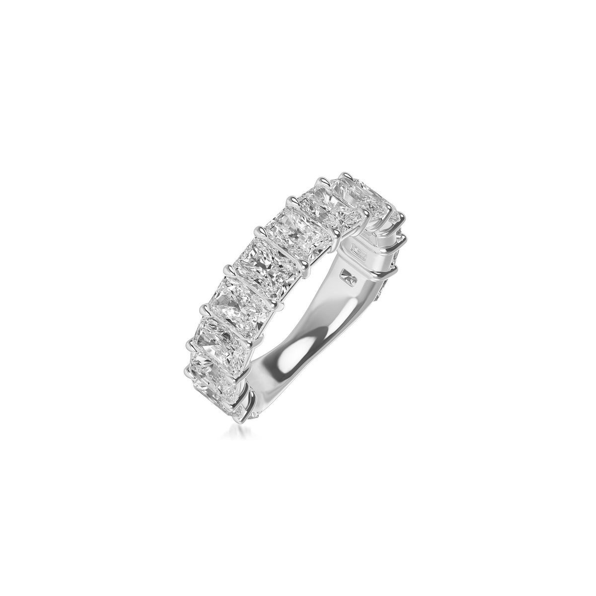 Platinum Lab Grown Radiant Diamond Shared Prong Band 5.00cttw