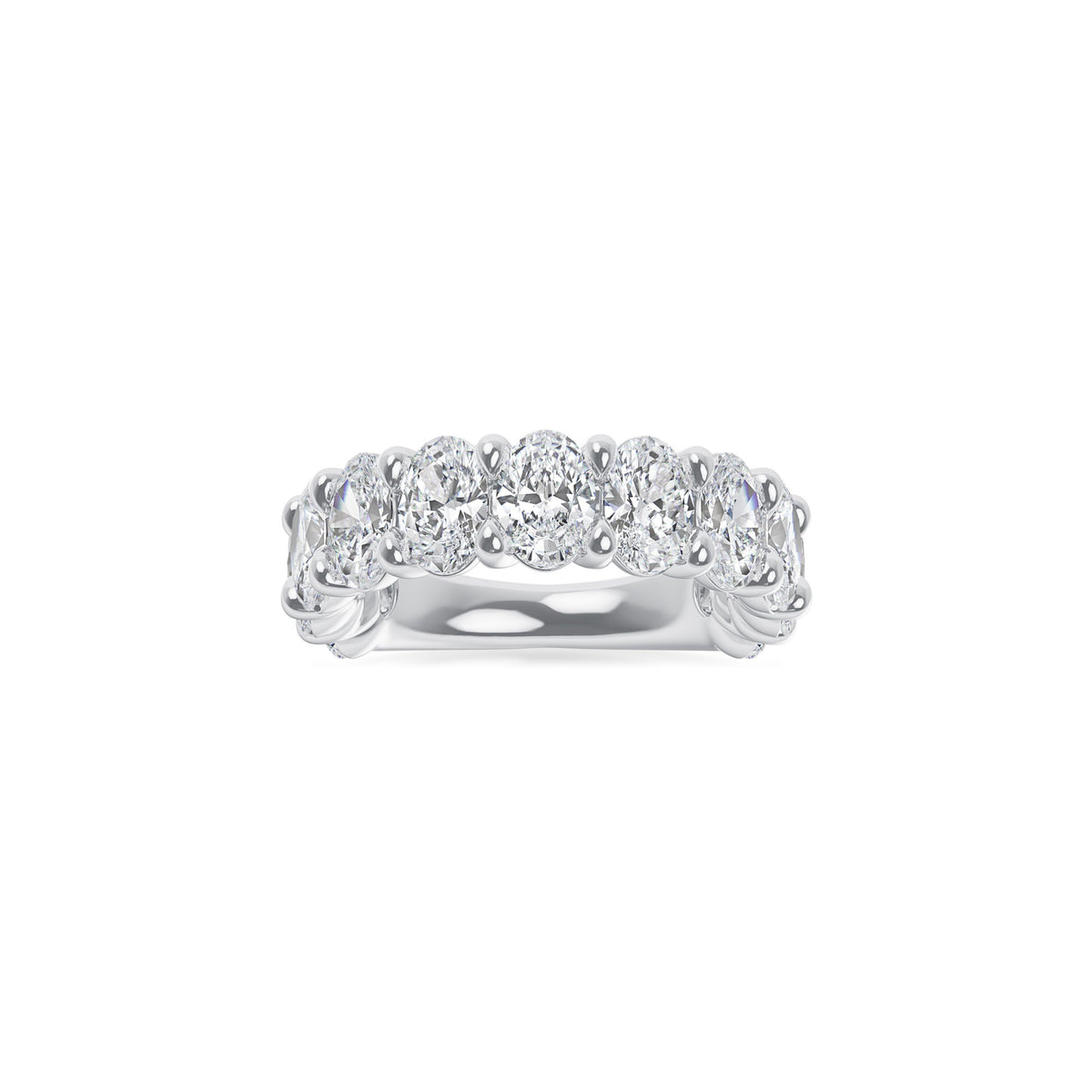 Platinum Lab Grown Oval Diamond Shared Prong Band 5.00cttw