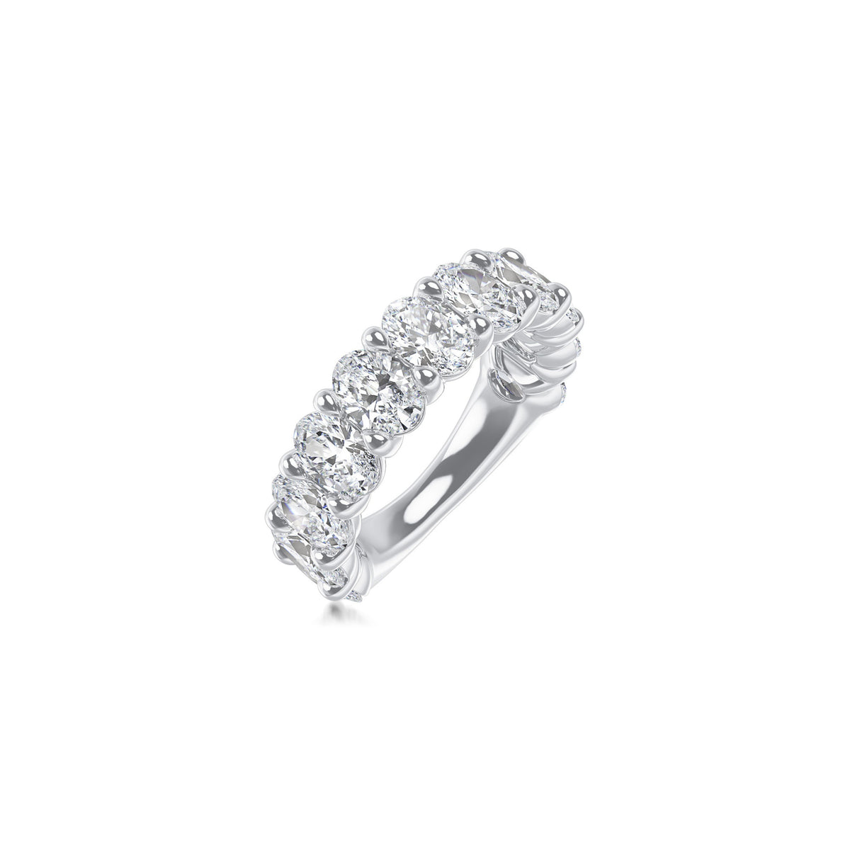 Platinum Lab Grown Oval Diamond Shared Prong Band 5.00cttw