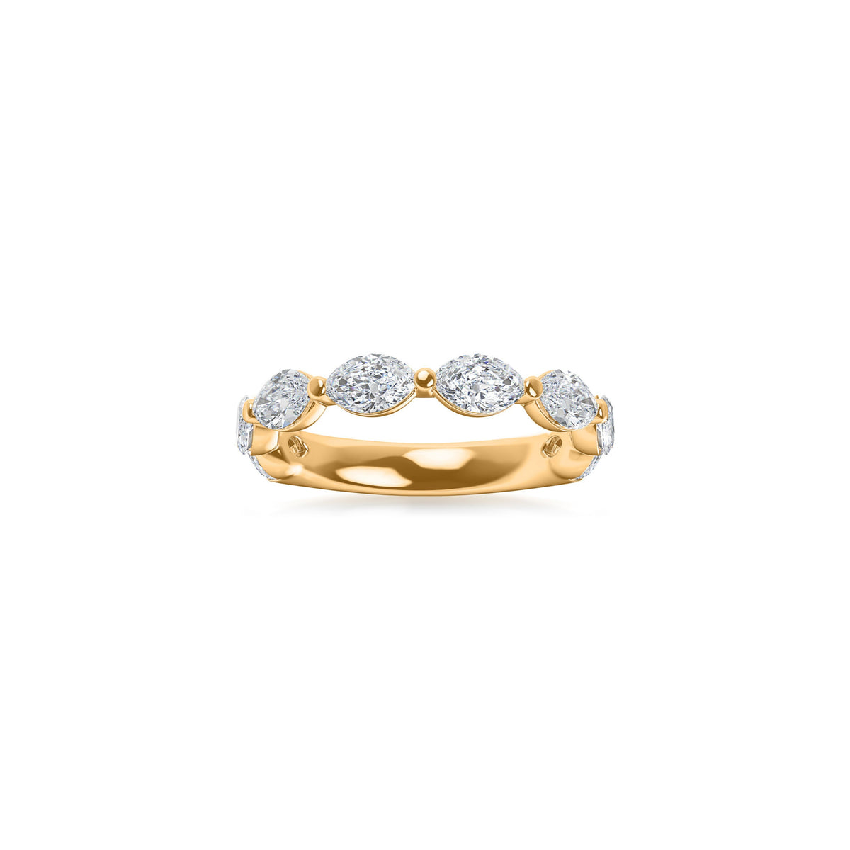14k Yellow Gold Lab Grown Marquise Diamond Shared Prong Band 2.00cttw