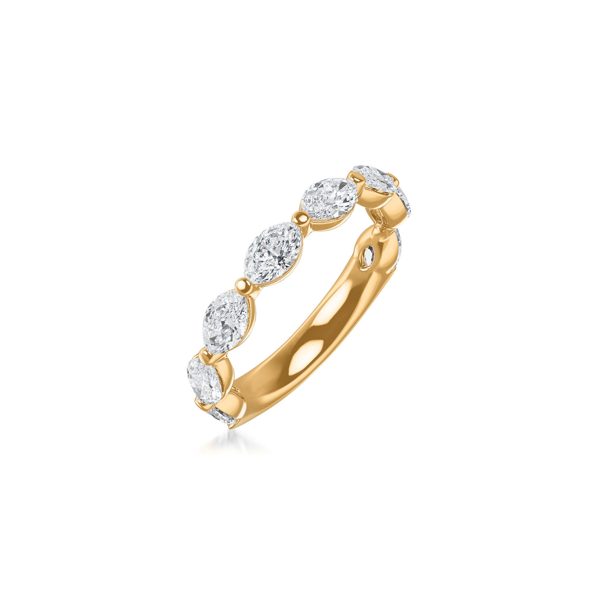 14k Yellow Gold Lab Grown Marquise Diamond Shared Prong Band 2.00cttw