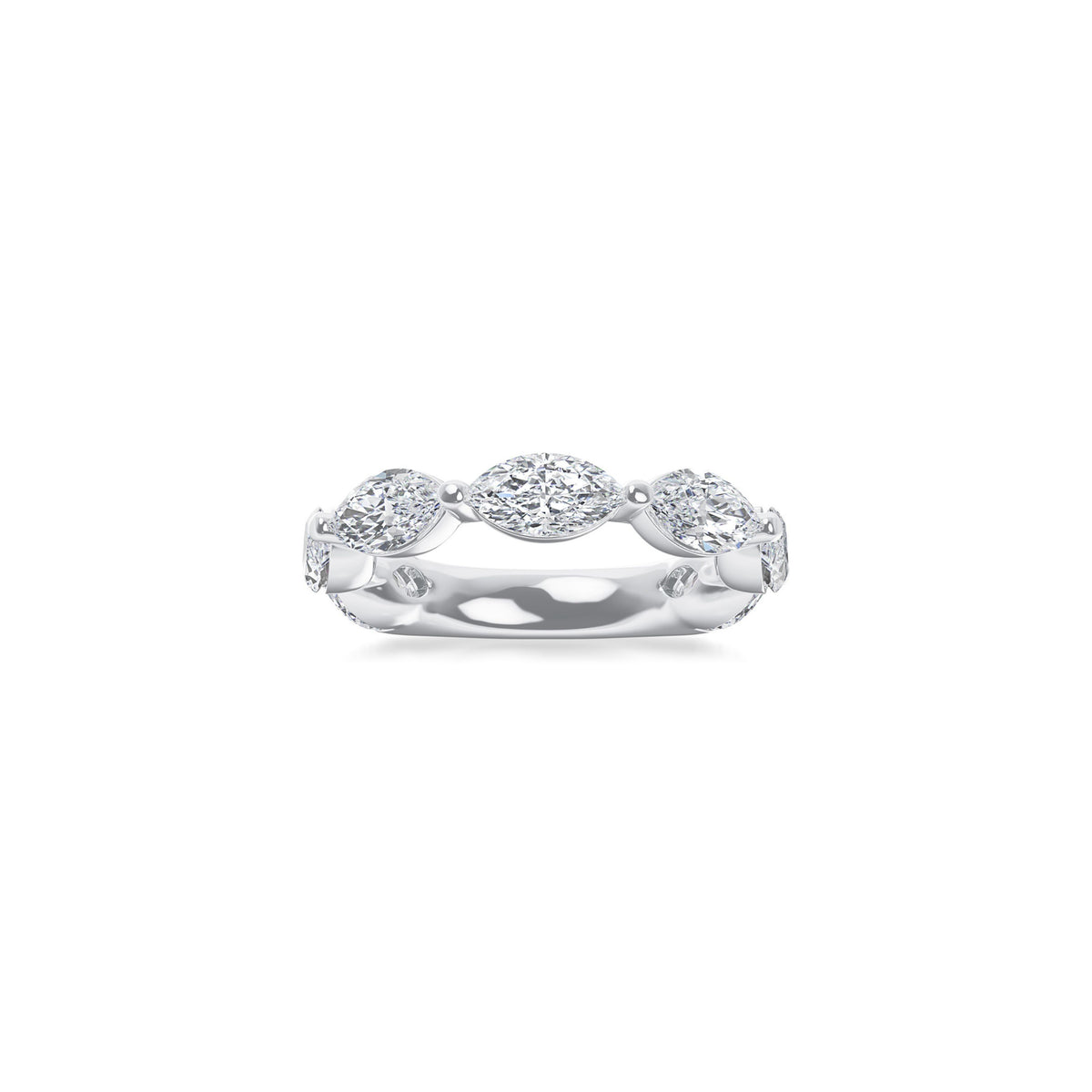 Platinum Lab Grown Marquise Diamond Shared Prong Band 3.00cttw