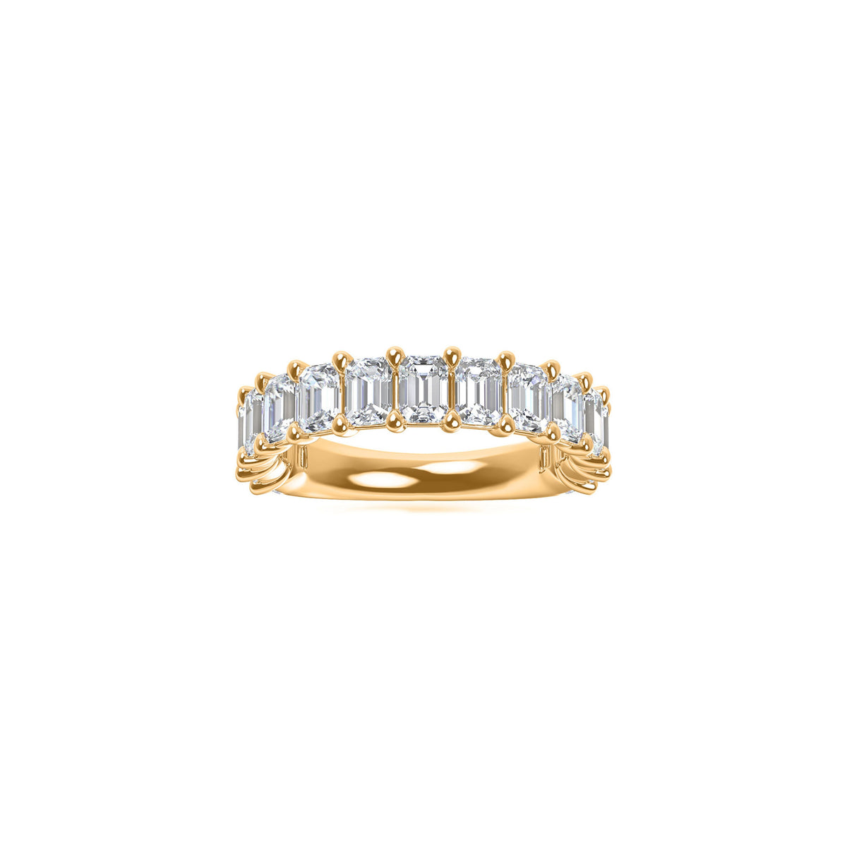 14k Yellow Gold Lab Grown Emerald Diamond Shared Prong Band 3.00cttw
