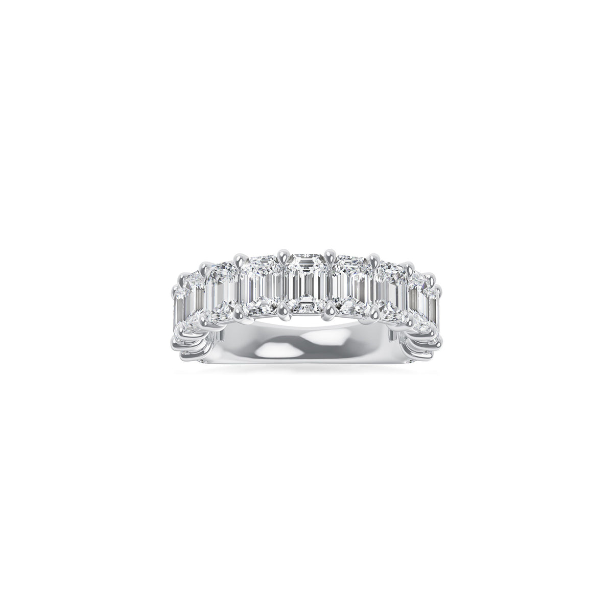 Platinum Lab Grown Emerald Diamond Shared Prong Band 5.00cttw