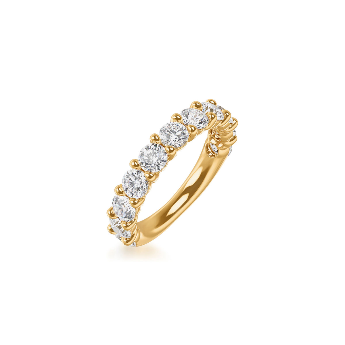 14k Yellow Gold Lab Grown Round Diamond Shared Prong Band 2.50cttw