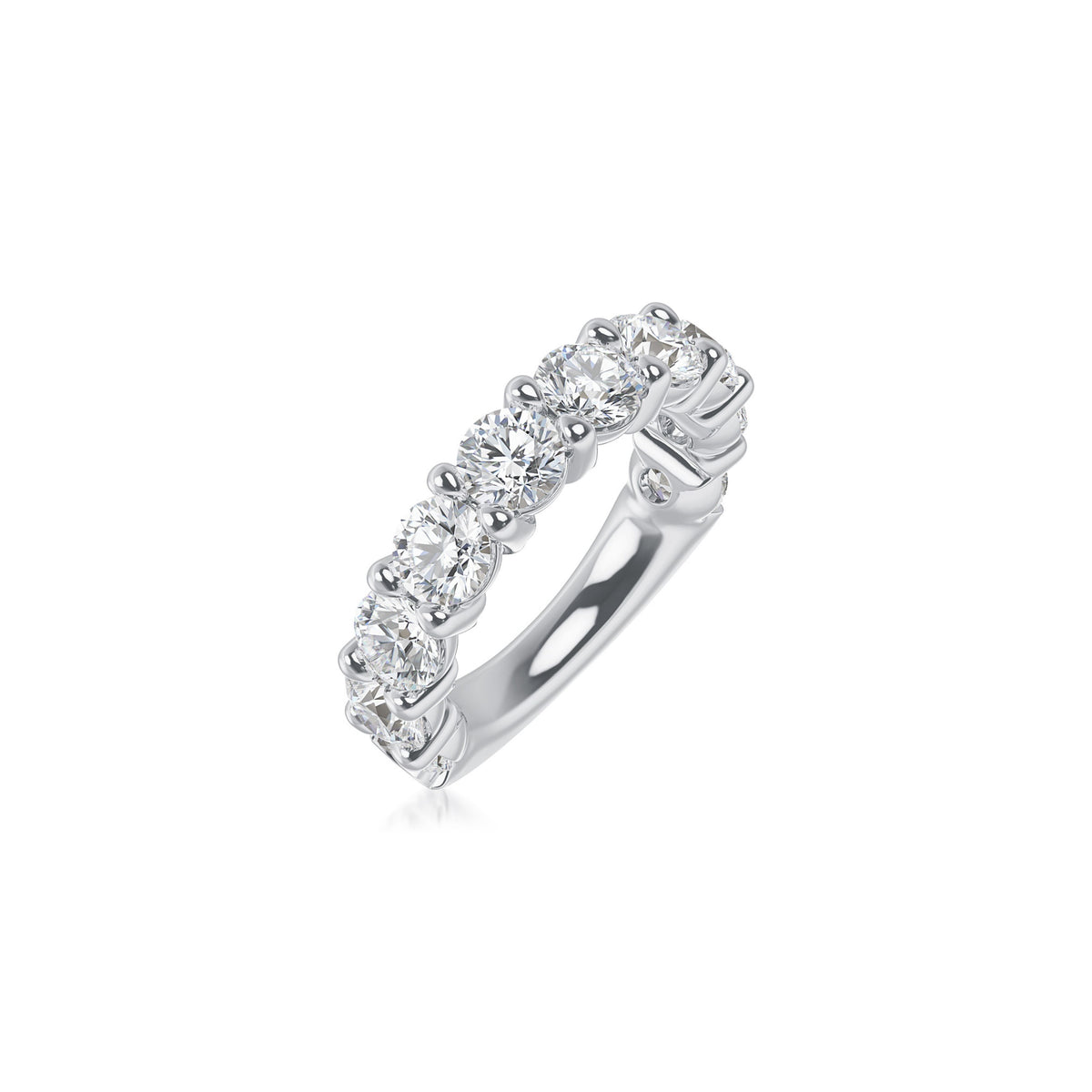 Platinum Lab Grown Round Diamond Shared Prong Band 4.00cttw